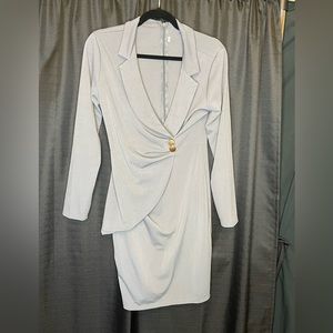 Light grey interview style dress.